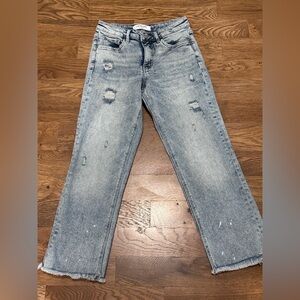 Women's Straight Leg Jeans - Light Blue